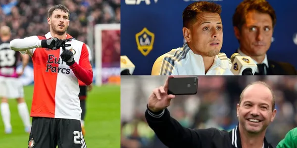 Luis García fue de los primeros en compartir la alegría con Giménez por inscribir su nombre en la historia y no mostró el ego del Chicharito