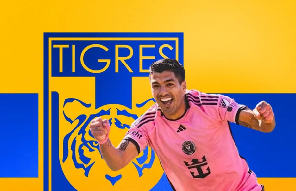 Luis Suárez y escudo de Tigres/ Foto GOAL.com
