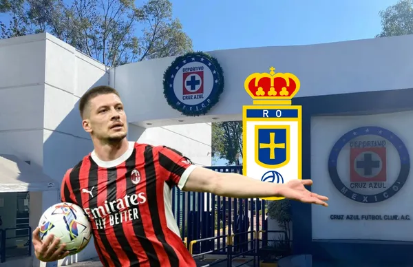 Luka Jovic y escudo del Real Oviedo/Foto Telediario.