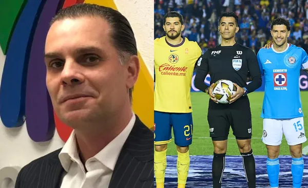 Martinoli posa en la entrada de Azteca, a la derecha, el juego América vs Cruz Azul (Fuente: IG Martinoli y Mexsports)