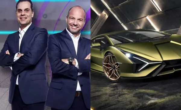 Martinoli y Luis García en estudio, a la derecha, coche de Lujo (Fuente: Azteca y Expansión)