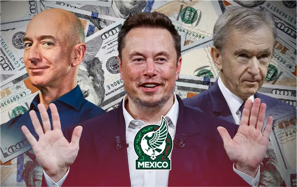 Millonarios en un collage con dinero y el escudo de la selección mexicana / El Financiero