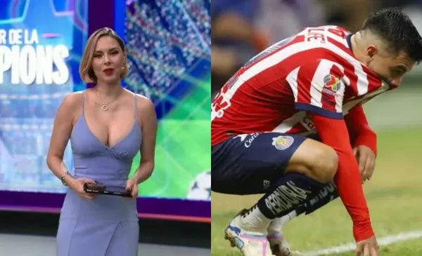 Miroslava presentando show en TNT, a la derecha, Beltrán se lamenta (Fuente: TNT y Mexsport)