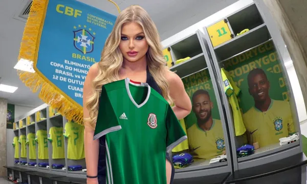 Mujer en el vestidor de la selección de Brasil / Heraldo