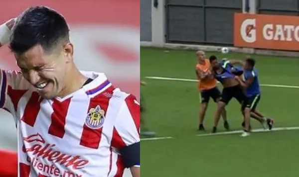 No se aguantó las ganas de reclamarle al capitán por todo lo que se dio en el juego y por el penal fallado. Se calentó tanto que sus compañeros tuvieron que contenerlo.