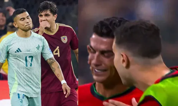 Orbelín Pineda falla penal con la selección de México, mientras Cristiano llora (Fuente: Mexsports y Directv)