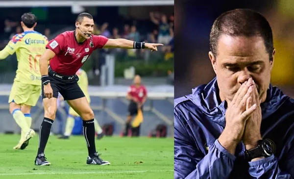 Penal pitado a favor del América, a la derecha, Jardine se lamenta (Fuente: Mexsports)