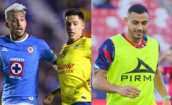 Piovi lucha una pelota en defensa, a la derecha, Giakoumakis, en calentamiento (Fuente: Mexsports)