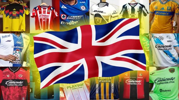 Playeras de México y bandera de Inglaterra