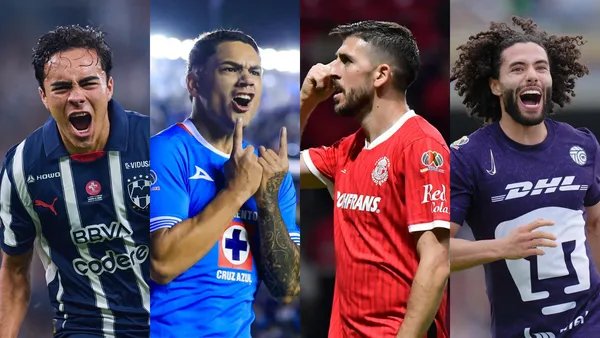 Primeros lugares de la tabla. | Fotos: X oficiales de @TolucaFC , @CruzAzul , @Rayados y @Pumas MX