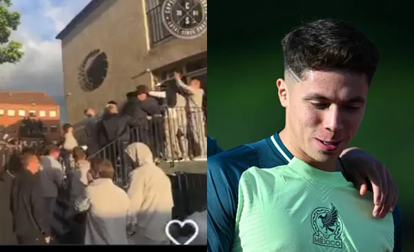 Protesta en exteriores del club, a la derecha, Huescas en práctica (Fuente: Copenhaue Sunday)