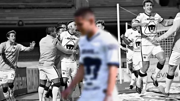 Pumas festejando el gol de la remontada en el Guard1anes 2020 / Imagen: Milenio