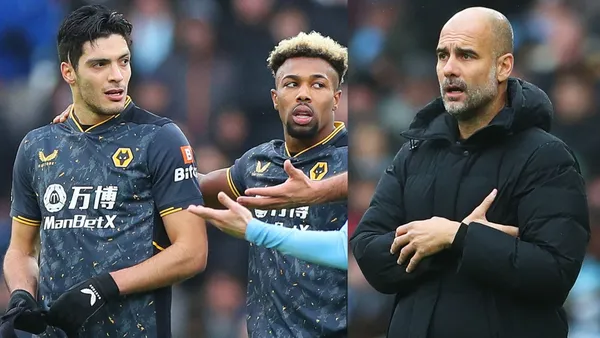 Raúl Jiménez perdió la cabeza al hacerse expulsar en el duelo ante Manchester City, Pep Guardiola ironizó sobre la amonestación del mexicano