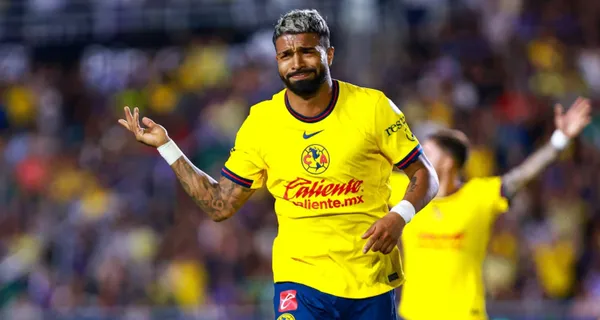 Rodrigo Aguirre festeja gol con el club América (Fuente: Mexsports)