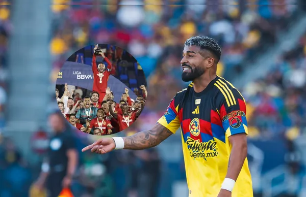 Rodrigo Aguirre y jugadores del Toluca celebrando/ Foto MexSport.