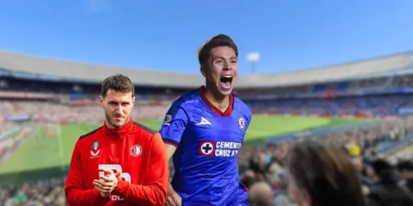 Rodrigo Huescas celebrando un gol con la playera de Cruz Azul en el torneo Clausura 2024