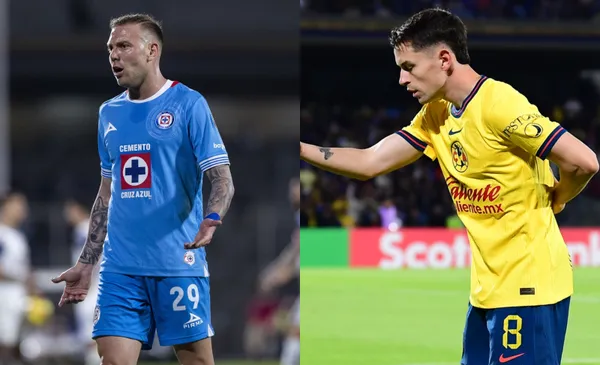 Rotondi reclama falta, a la derecha, Fidalgo festeja gol (Fuente: Mexsports)