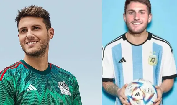Santiago Giménez con la playera de Argentina y de México