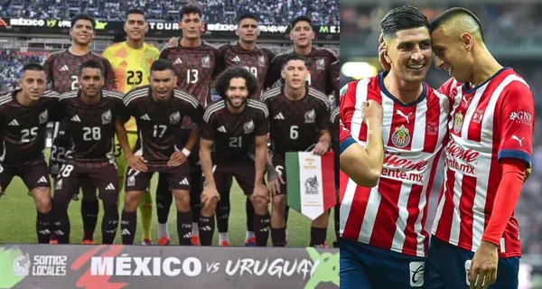 Selección de México a la izquierda, presentándose en Copa América, a la derecha, jugadores de Chivas festejan (Fuente: Mexsports)
