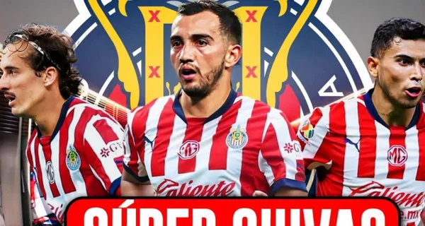 Simulación de los tres jugadores que interesa a Chivas, con la playera del Guadalajara (Fuente: Futboltuber)