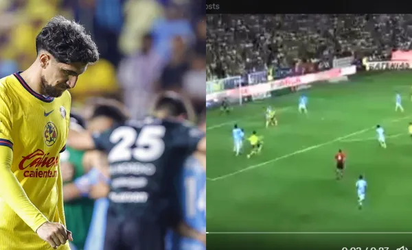 Valdés sale molesto del campo, a la derecha, la jugada polémica (Fuente: Mexsports y X Felipe Ramos)