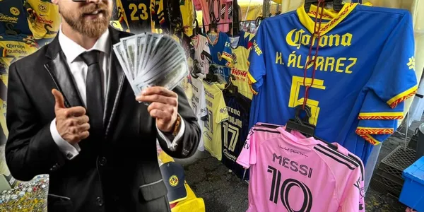 Venta de playeras del América en las afueras del Estadio Azteca / Foto: ESPN