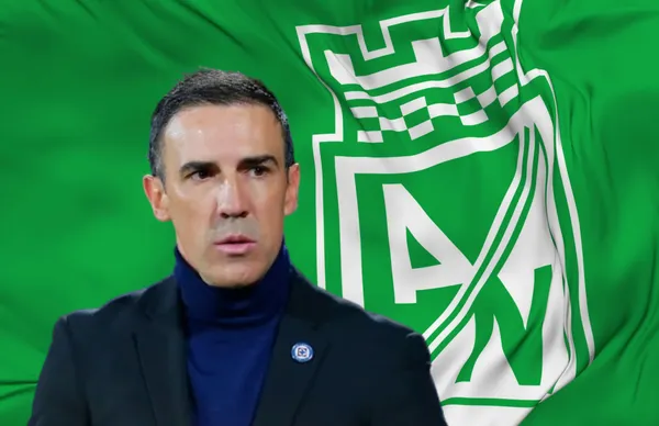 Vicente Sánchez y bandera del Atlético Nacional/ Foto Vecteezy.