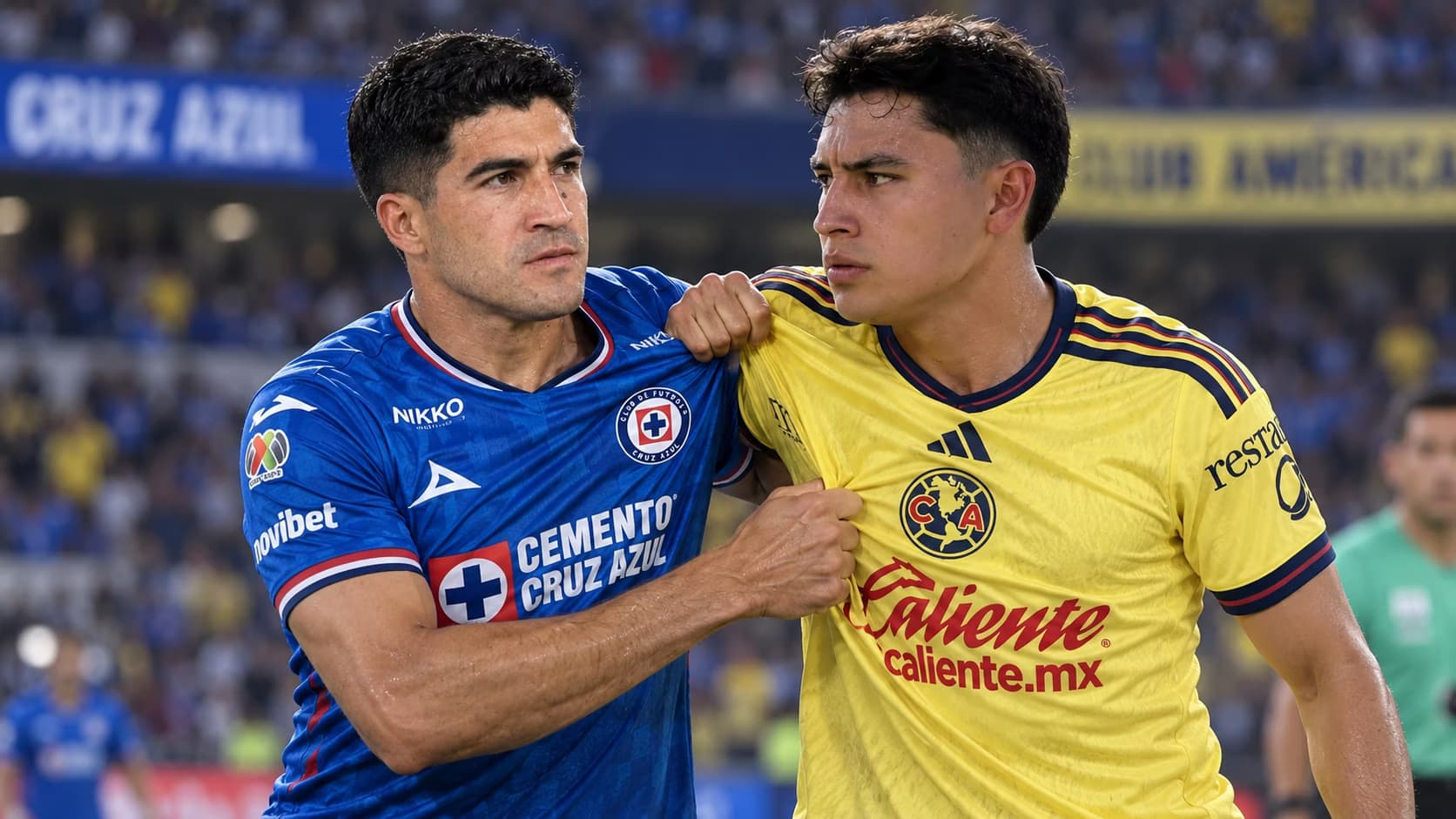 Nicolás Ibáñez impactó en el rostro a Ramón Juárez durante la bronca del Cruz Azul vs. América y únicamente recibió tarjeta amarilla.