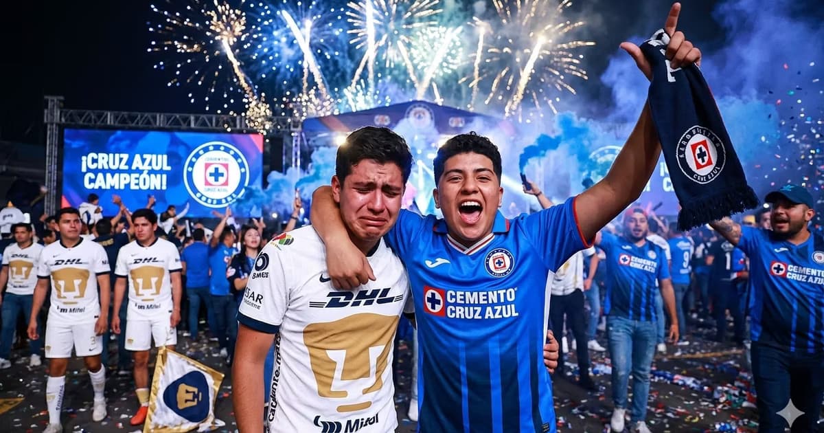 Aficionado de Pumas se infiltró en los festejos de Cruz Azul