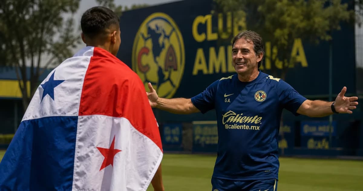 Futbolista de espaldas y Guillermo Almada.