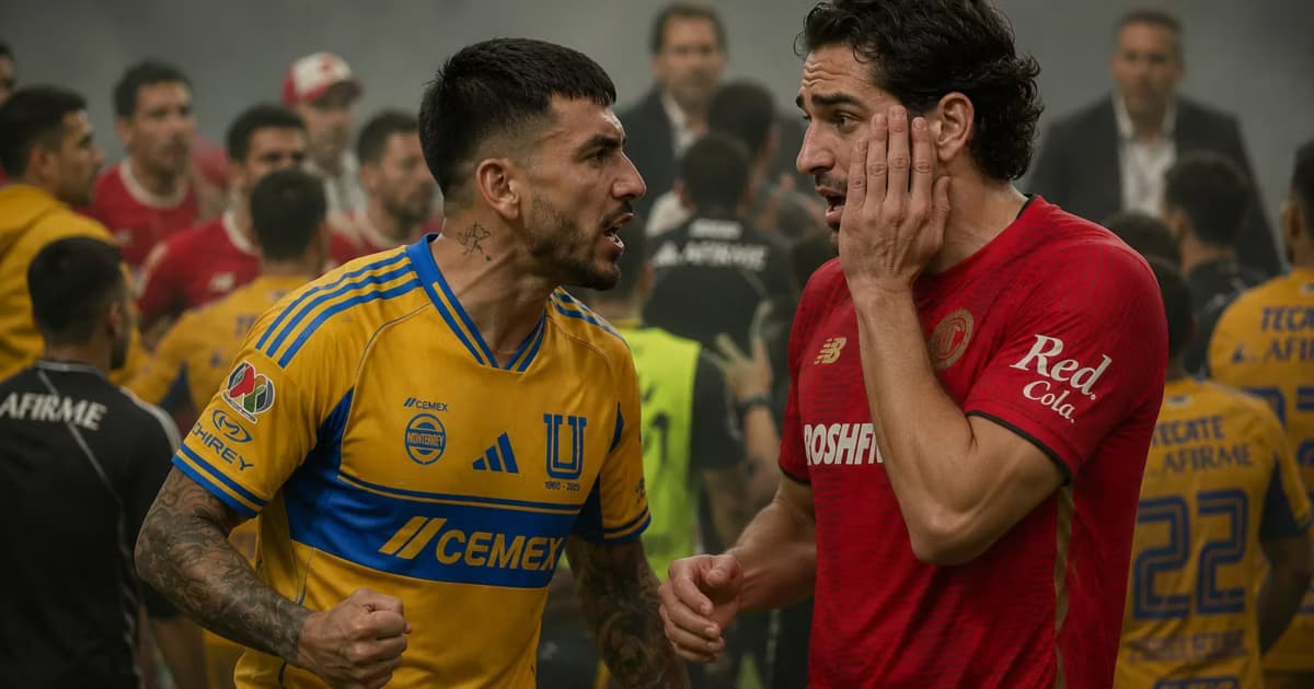 Ángel Correa dándole un golpe a Briseño.