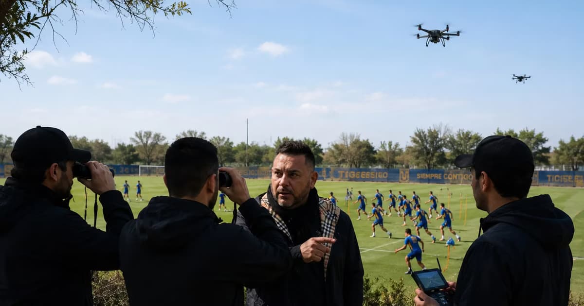 Personas viendo el entrenamiento de Tigres en Metepec.