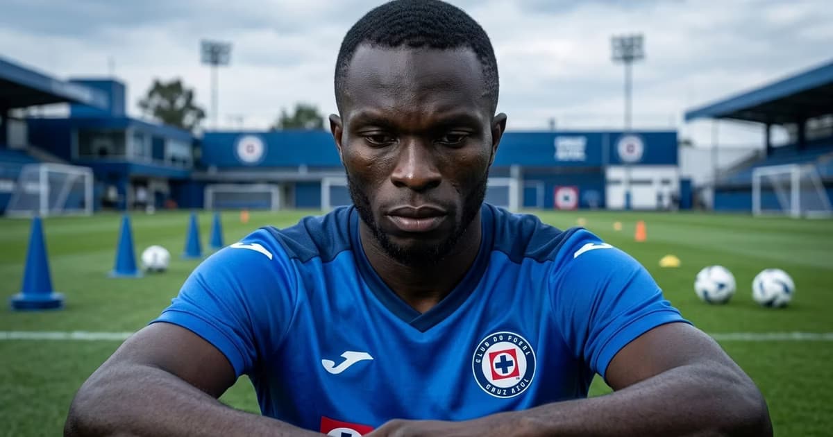 Christian Ebere solitario en una cancha de entreno