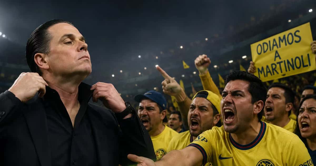 Christian Martinoli y aficionados del América.