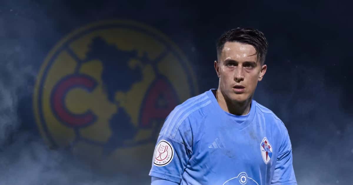 Franco Cervi y de fondo el escudo del América.