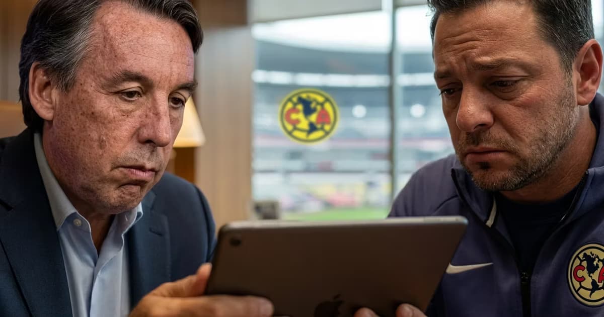 Emilio Azcárraga viendo una tablet junto a Santiago Baños