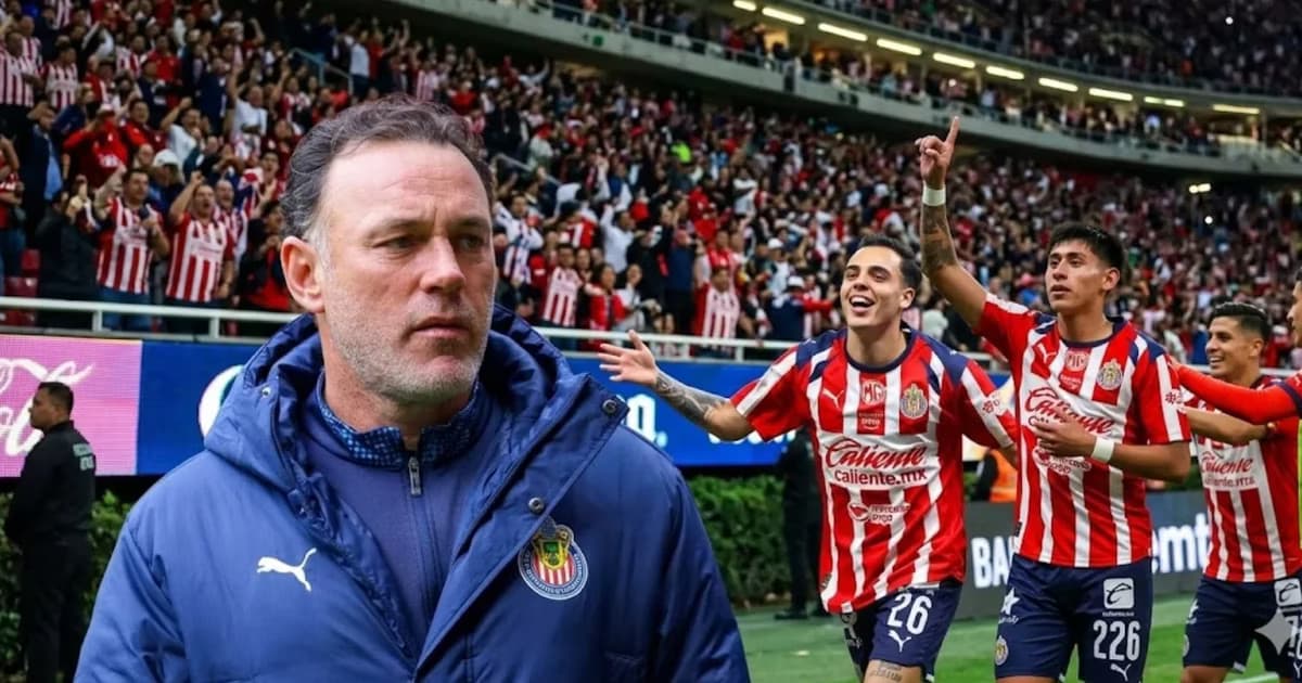 Ilustración digital de Gabriel Milito junto a jugadores de Chivas