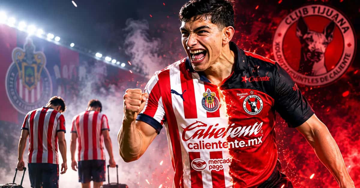 Kevin Castañeda y jugadores de Chivas.