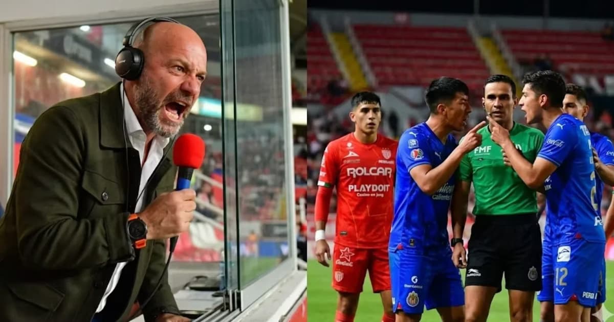 Ilustración digital de Luis García narrando el Necaxa vs Chivas