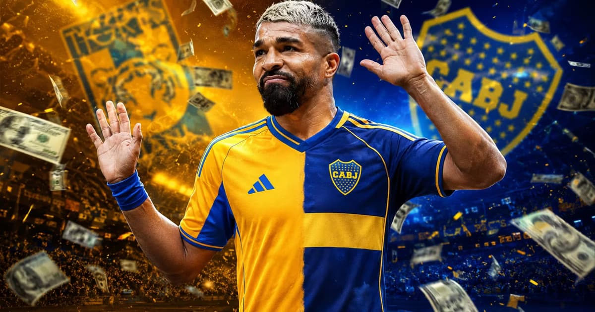 Rodrigo Aguirre con uniforme de Tigres y Boca Juniors.