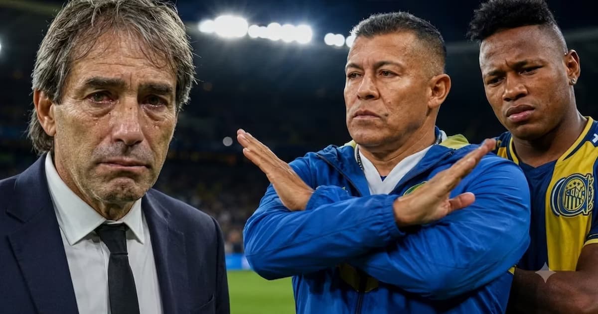 Guillermo ALmada triste mientras Almiron le dice que no con Campaz detrás de él