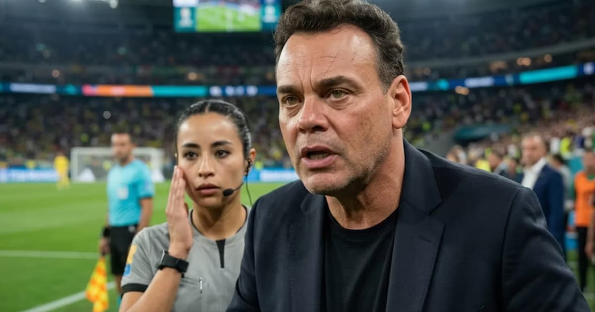 David Faitelson y Katia Itzel García en el terreno de juego.