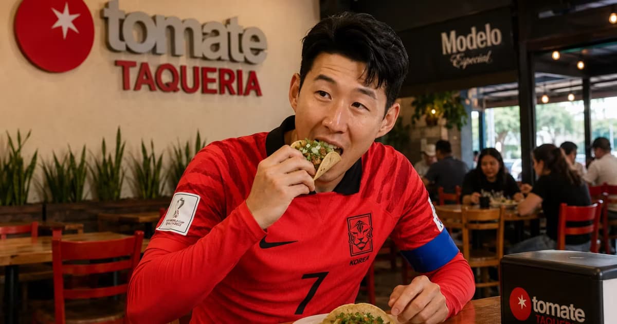 Heung-Min Son comiendo tacos.