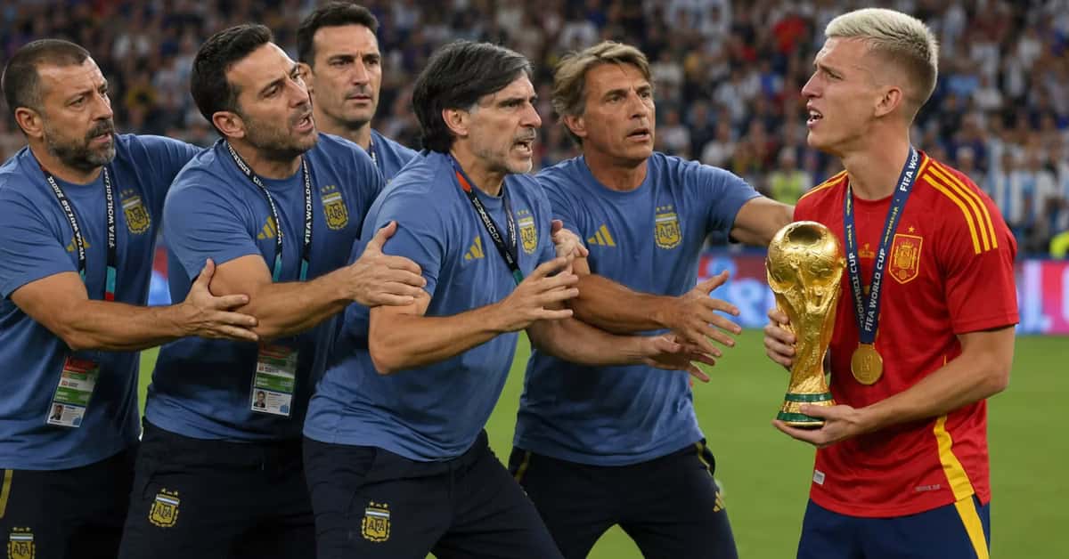 Miembros del cuerpo técnico y Dani Olmo.