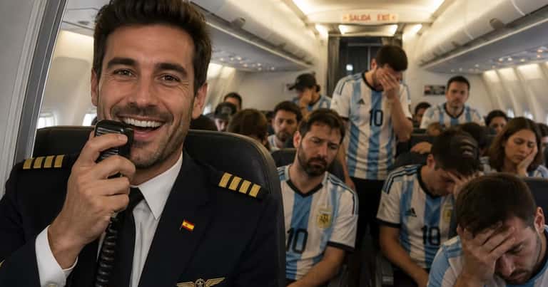 Piloto español le hace creer a pasajeros argentinos que fueron campeones del Mundo