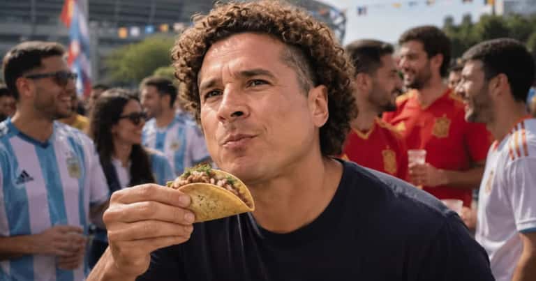 Guillermo Ochoa fue captado comiendo tacos antes de la final entre Argentina y España