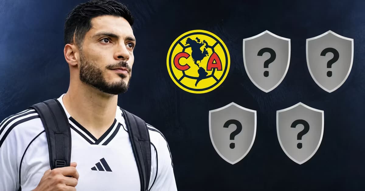 Raúl Jiménez y escudos de otros clubes.