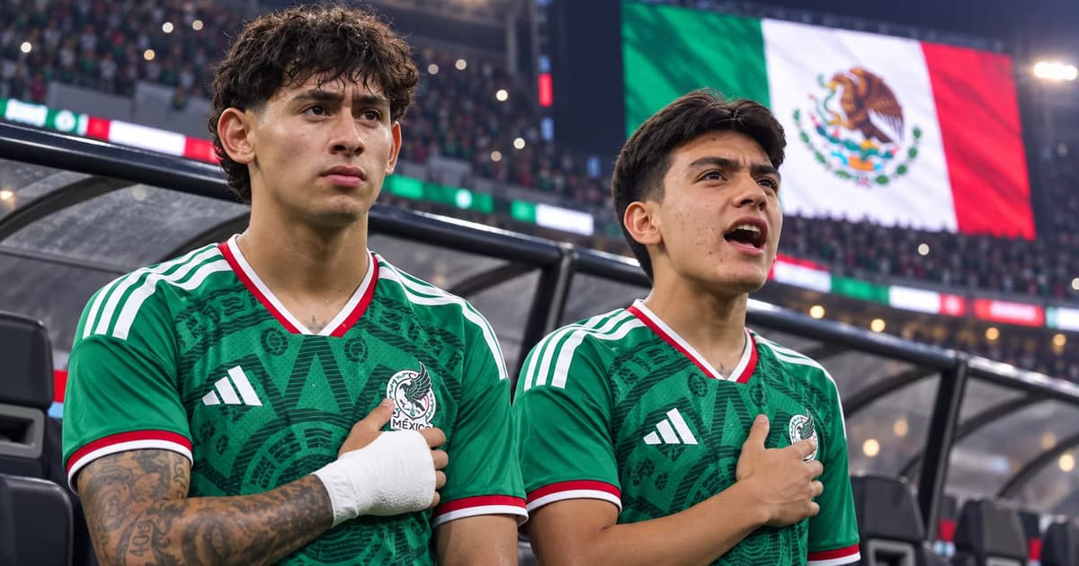 Santiago Sandoval y Gilberto Mora mostraron reacciones diferentes durante el Himno Nacional previo al México-Perú.