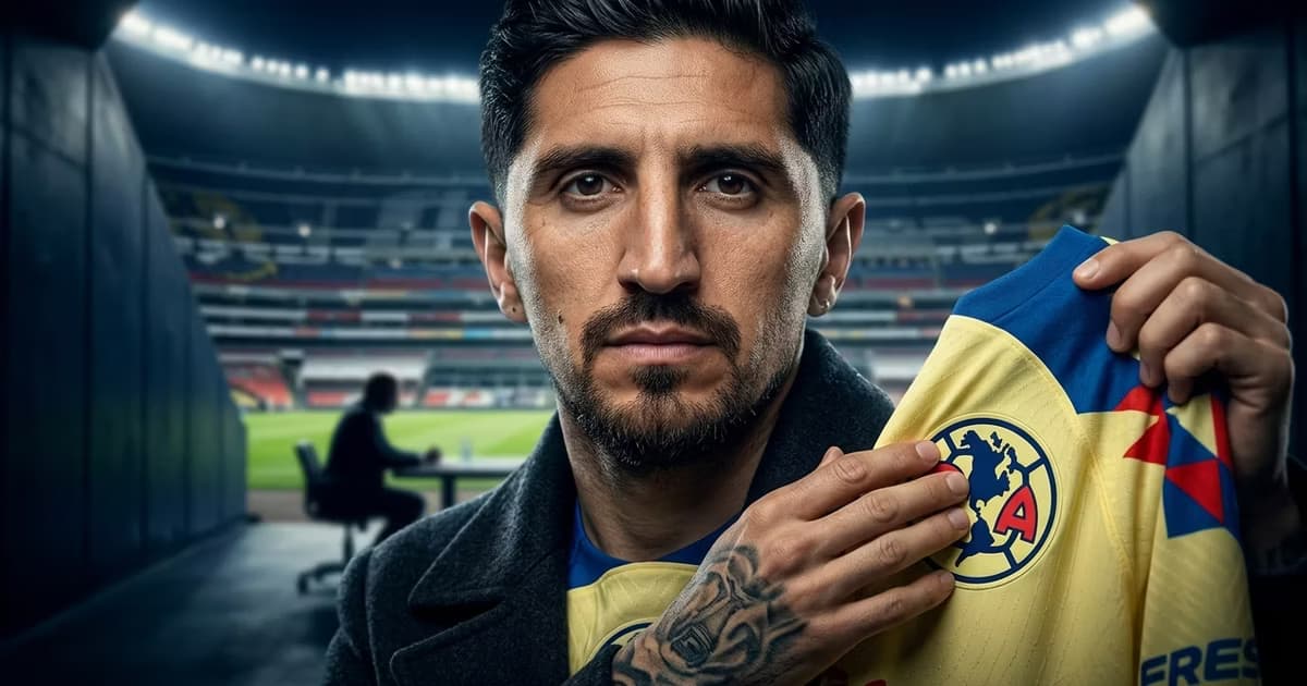 Diego Valdés con la camiseta de Club América y el Estadio Banorte detrás