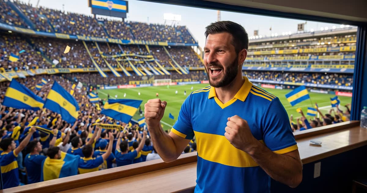 André-Pierre Gignac visitó La Bombonera y alentó a Boca Juniors